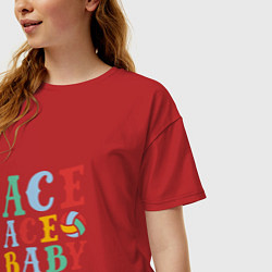 Футболка оверсайз женская Ace Ace Baby, цвет: красный — фото 2