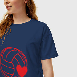 Футболка оверсайз женская Сердечко Волейбола, цвет: тёмно-синий — фото 2