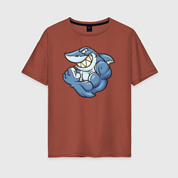 Женская футболка оверсайз Акула с бицухой shark