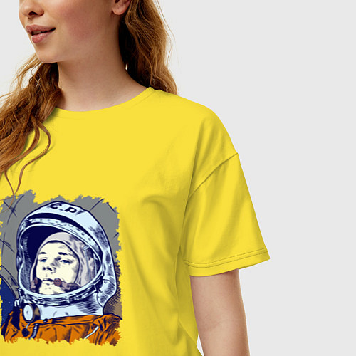 Женская футболка оверсайз Gagarin Never forget / Желтый – фото 3