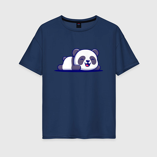 Женская футболка оверсайз Милашка панда Cutie panda / Тёмно-синий – фото 1