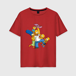 Футболка оверсайз женская Simpsons donuts, цвет: красный