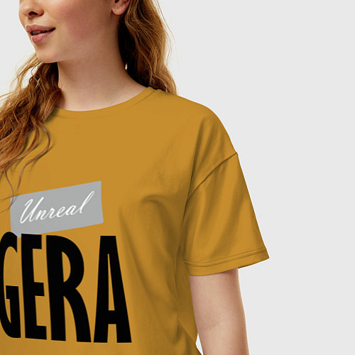 Женская футболка оверсайз Unreal Gera / Горчичный – фото 3