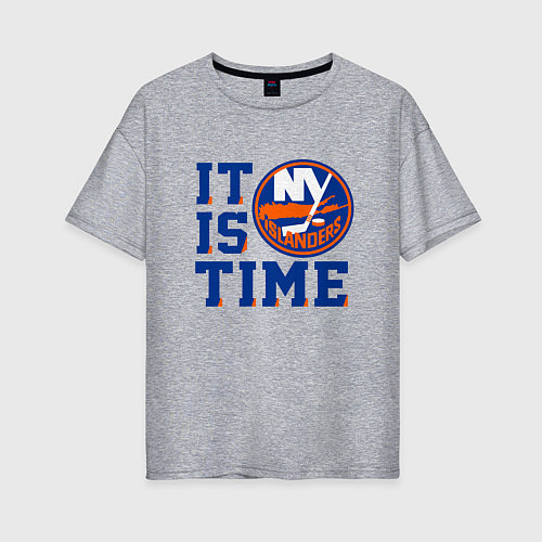 Женская футболка оверсайз It Is New York Islanders Time Нью Йорк Айлендерс / Меланж – фото 1