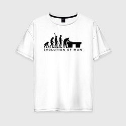 Женская футболка оверсайз Эволюция человека бильярдист