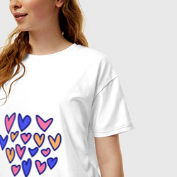 Футболка оверсайз женская Дудл Сердечки, цвет: белый — фото 2