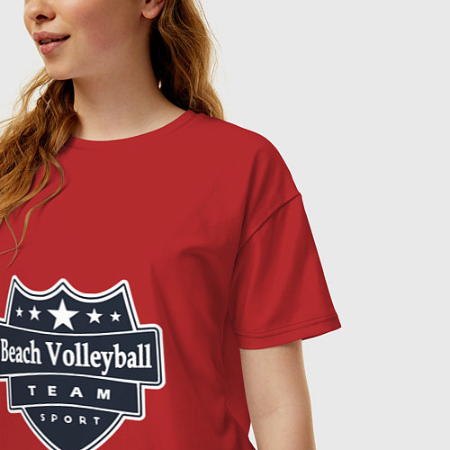 Женская футболка оверсайз Beach Volleyball Team / Красный – фото 3
