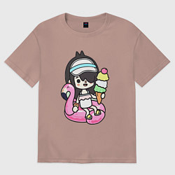 Футболка оверсайз женская Toca Boca девочка геймер, цвет: пыльно-розовый