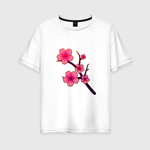 Женская футболка оверсайз Священная сакура / Белый – фото 1