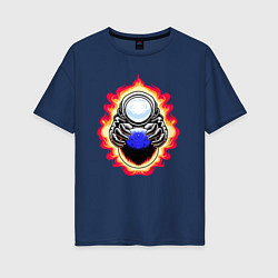 Женская футболка оверсайз Космонавт над планетой