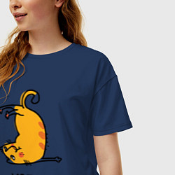 Футболка оверсайз женская Хоба! Прикольный кот, цвет: тёмно-синий — фото 2