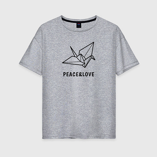Женская футболка оверсайз Мир и любовь, журавли / Меланж – фото 1