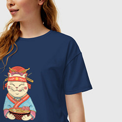 Футболка оверсайз женская Geisha Neko Ramen, цвет: тёмно-синий — фото 2
