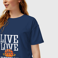 Футболка оверсайз женская Live Love - Basketball, цвет: тёмно-синий — фото 2