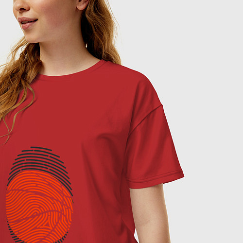 Женская футболка оверсайз Баскетбол - Отпечаток / Красный – фото 3