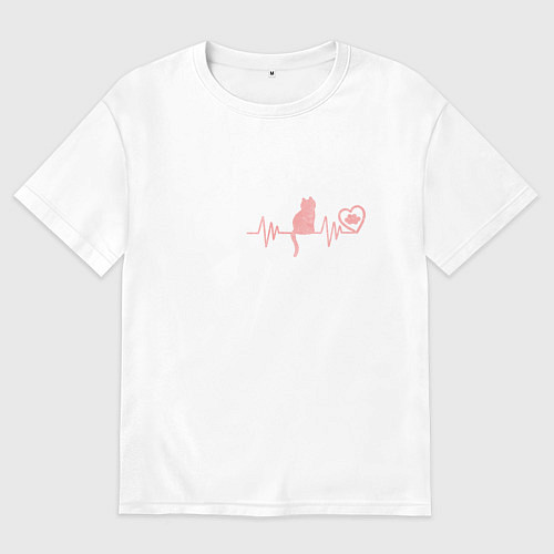 Женская футболка оверсайз Кардио котик / Белый – фото 1