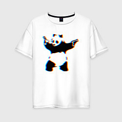 Футболка оверсайз женская Banksy Panda with guns - Бэнкси, цвет: белый