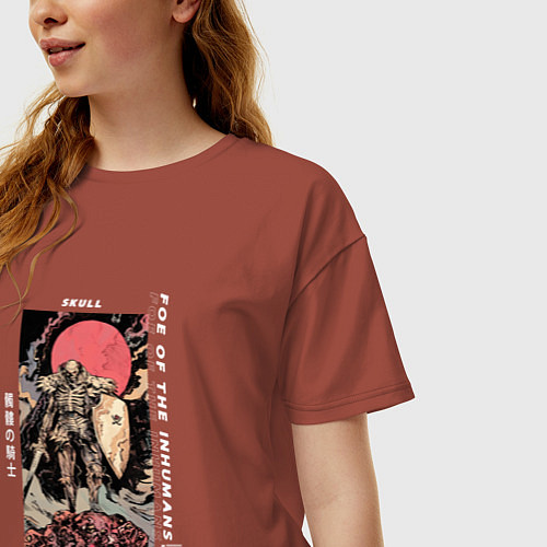 Женская футболка оверсайз Skull Knight / Кирпичный – фото 3