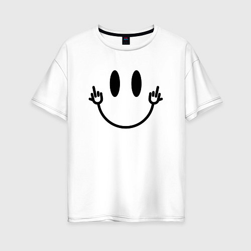 Женская футболка оверсайз Smiley with fucks / Белый – фото 1