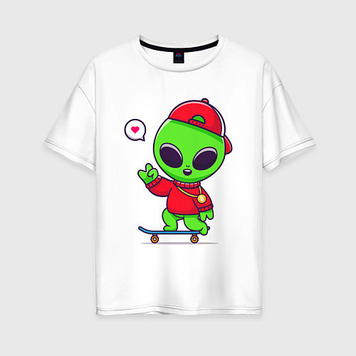 Женская футболка оверсайз Alien with love / Белый – фото 1
