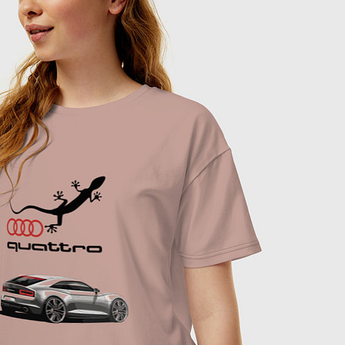 Женская футболка оверсайз Audi quattro Lizard / Пыльно-розовый – фото 3