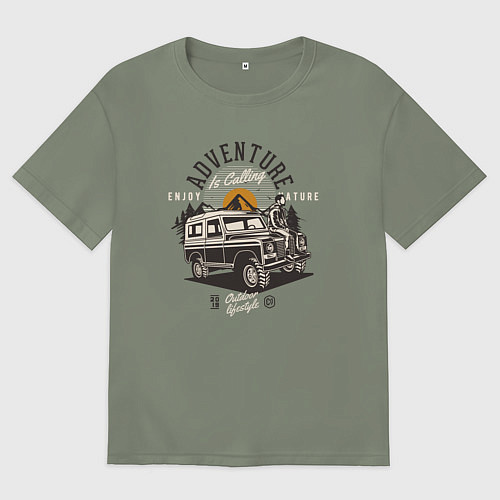 Женская футболка оверсайз Путешествие на джипе / Авокадо – фото 1