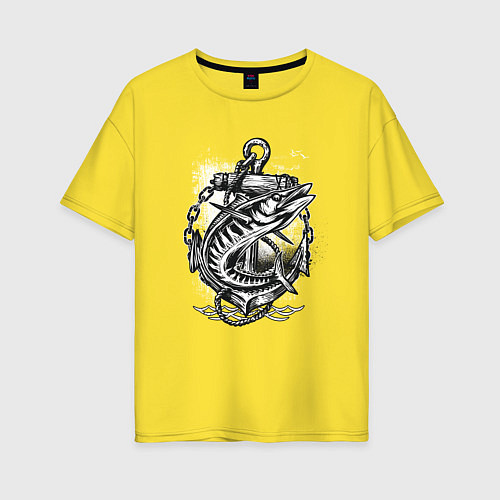 Женская футболка оверсайз Рыба и якорь / Желтый – фото 1