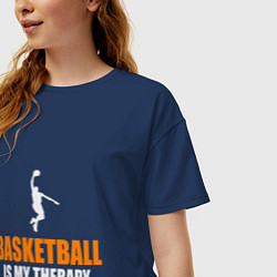 Футболка оверсайз женская Терапия - Баскетбол, цвет: тёмно-синий — фото 2
