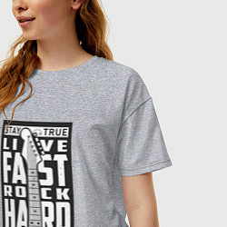Футболка оверсайз женская Live fast 2, цвет: меланж — фото 2