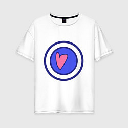 Женская футболка оверсайз Сердце в круге с обводкой