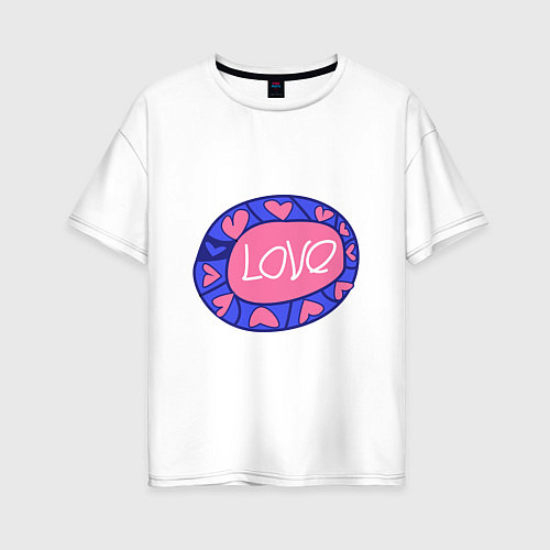 Женская футболка оверсайз Love badge / Белый – фото 1