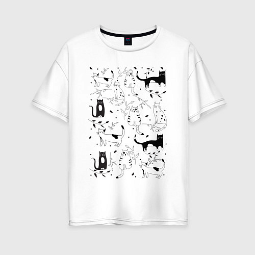 Женская футболка оверсайз Cats Pattern / Белый – фото 1