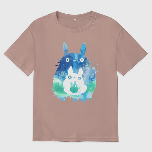 Женская футболка оверсайз Семья кроликов Акварель / Пыльно-розовый – фото 1