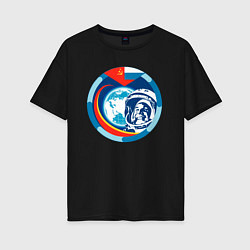 Женская футболка оверсайз Первый Космонавт Юрий Гагарин 1