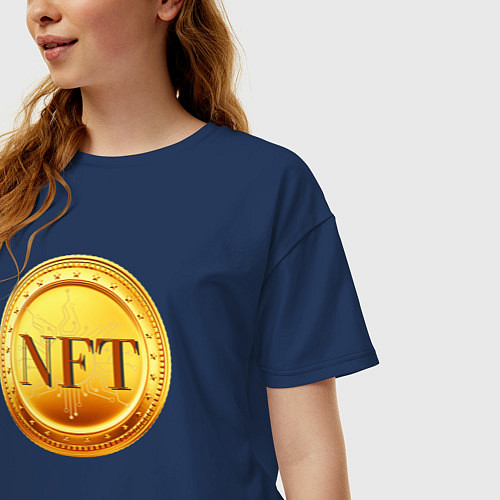 Женская футболка оверсайз NFT токен / Тёмно-синий – фото 3