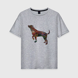 Женская футболка оверсайз Образ собаки линиями