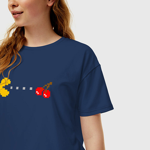 Женская футболка оверсайз Pac-man 8bit / Тёмно-синий – фото 3