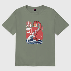 Футболка оверсайз женская Kraken Kawaii Sushi, цвет: авокадо