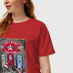 Футболка оверсайз женская Мотоцикл Заправка Ретро Poster, цвет: красный — фото 2