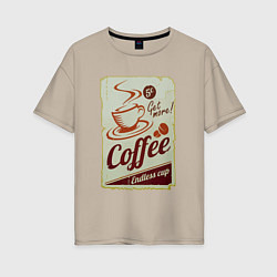 Футболка оверсайз женская Coffee Cup Retro, цвет: миндальный