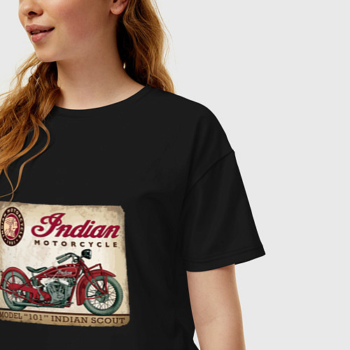 Женская футболка оверсайз Indian motorcycle 1901 / Черный – фото 3