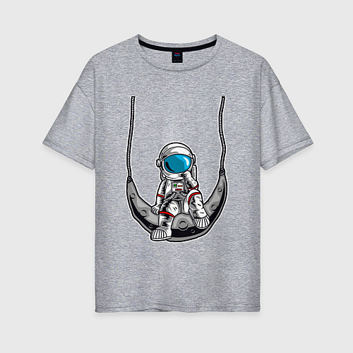 Женская футболка оверсайз Космонавт на луне / Меланж – фото 1