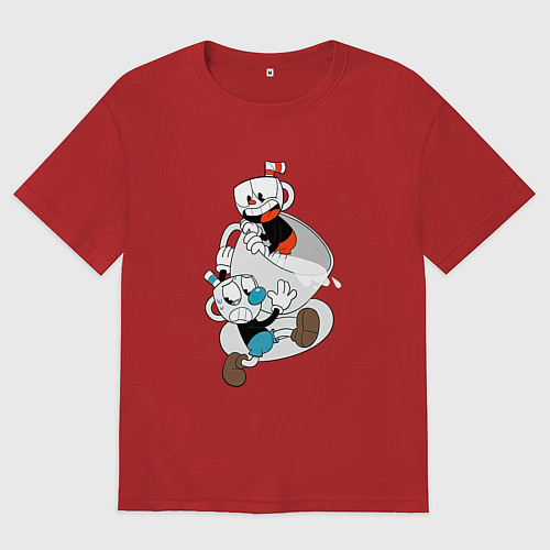 Женская футболка оверсайз Чашки Cuphead / Красный – фото 1