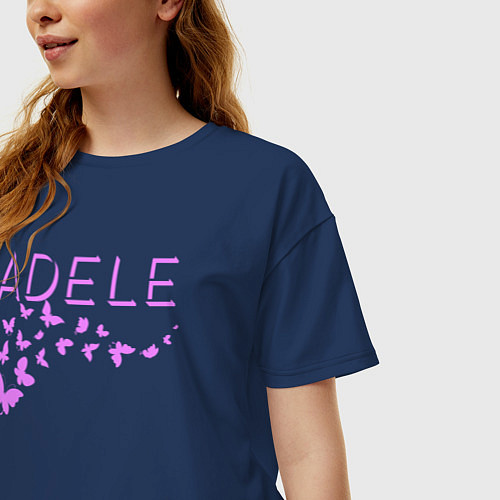 Женская футболка оверсайз Adele бабочки / Тёмно-синий – фото 3