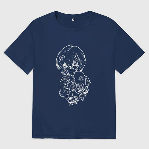 Женская футболка оверсайз Милая Рэй евангилион / Тёмно-синий – фото 1