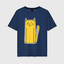 Женская футболка оверсайз Длинный желтый кот