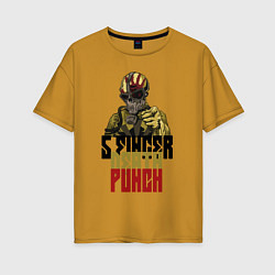 Футболка оверсайз женская 5 Finger Death Punch Groove Metal, цвет: горчичный