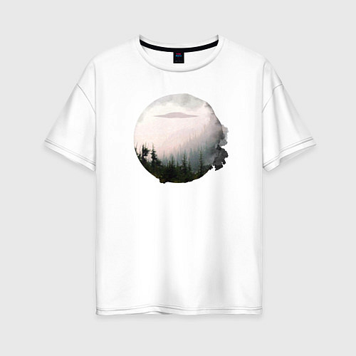 Женская футболка оверсайз UFO in the Forest / Белый – фото 1