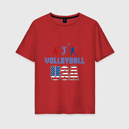 Женская футболка оверсайз USA - Volleyball / Красный – фото 1