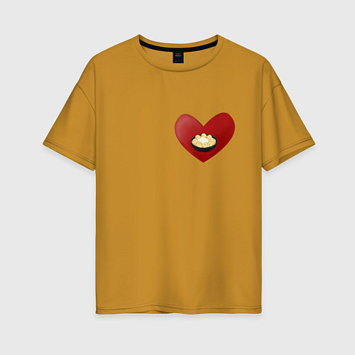 Женская футболка оверсайз Пельмени в моем сердце / Горчичный – фото 1